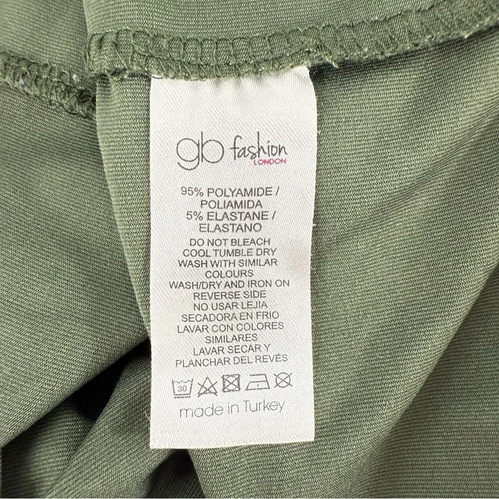 Francesca’s GB Fashion London Army Green High Neck Sleeveless Brief Cut Bodysuit - Picture 16 of 16